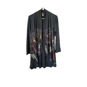 A Walk‎ In The Park Kimono Open Front LightweigtCardigan Hi-Low Size Medium Gray